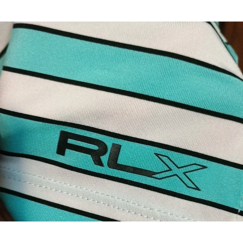 RLX Ralph Lauren Men's Performance Polo Shirt Size XL Blue Stripe Short‎ Sleeve